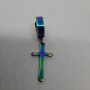 Cross Metallic Blue Purple Green Clip-on Earring Single Metal